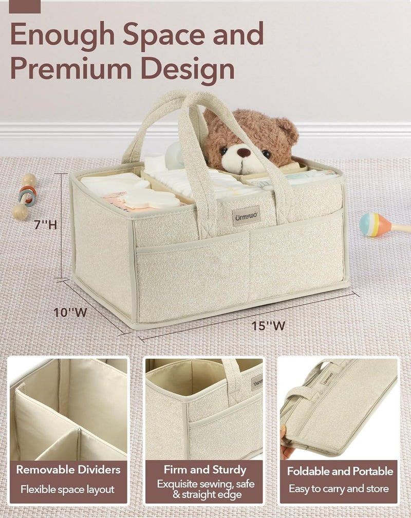 URMYWO Diaper Caddy Organizer - Portable Baby Diaper Caddy with Handle, Large Nursery Organizer Storage Basket for Newborn Essentials, Baby Registry Must Have Shower Gift for Home and Car Travel - Image 5